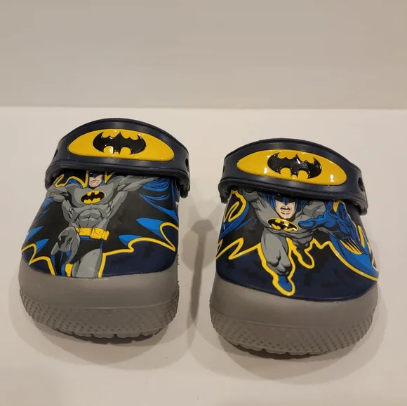 Rare Crocs Batman Superhero Sandals | Infant Size C5 | Blue, Yellow, Size 5 Baby - Picture 1 of 10